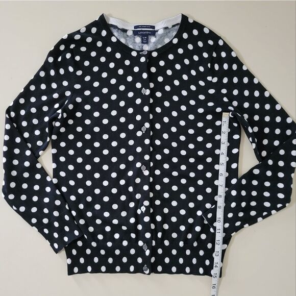 Lands' End Women's Black/Ivory Dot Long Sleeve Cardigan NWOT - Picture 6 of 13